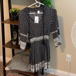 Black and white bohemian style dress